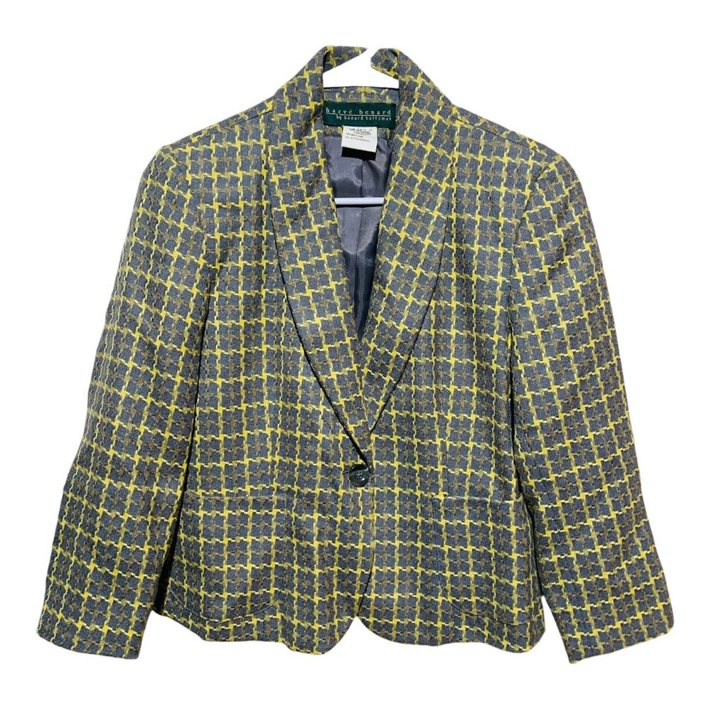 Vintage Harvey Bernard by Bernard Holtzman Plaid Blazer Size 6